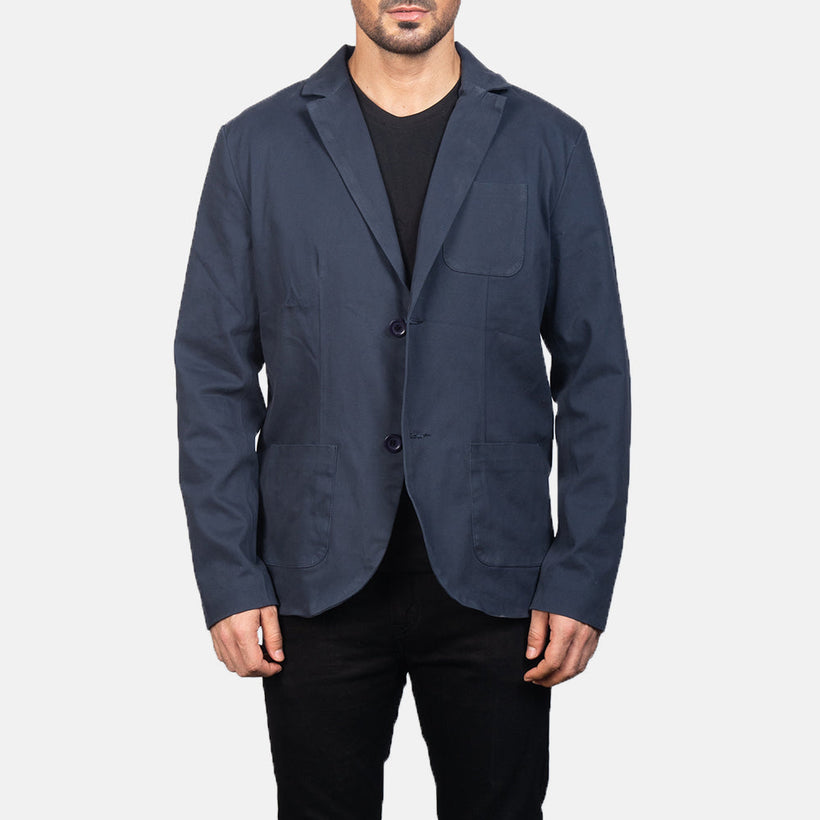 Borges Navy Azul Blazer de Cuero para Hombre