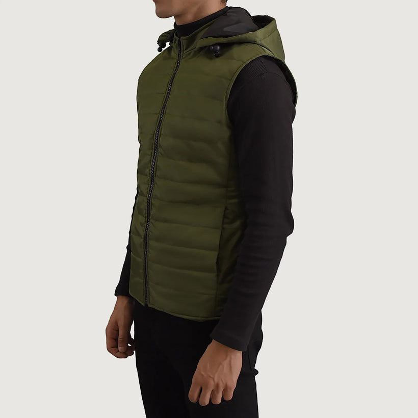 Carlo Verde Hooded Puffer Vest para Hombre