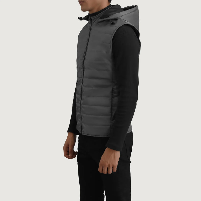 Carlo Gris Hooded Puffer Vest para Hombre