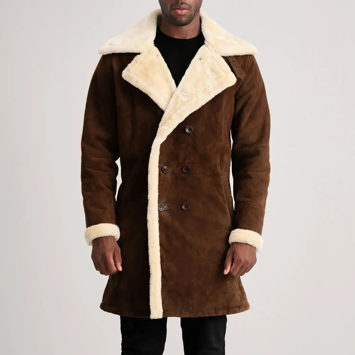 
Charles Abrigo de Cuero Marrón Shearling Abrigo de Cuero para Hombre – alternate product view 4
