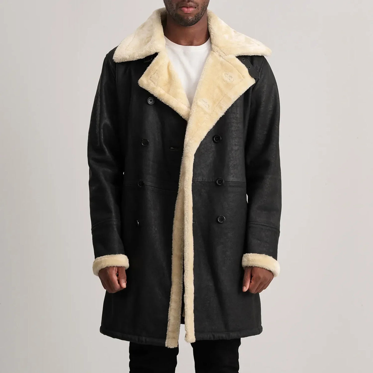 
Charles Abrigo de Cuero Marrón Shearling Abrigo de Cuero para Hombre – alternate product view 1
