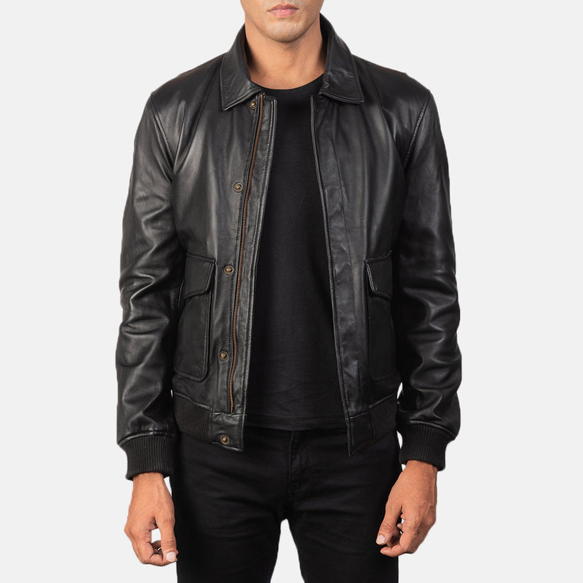 Coffmen Cazadora Bomber de Cuero para Hombre