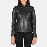 Black Sheepskin leather Jacket - Vista trasera con ajuste entallado en hombros y bajo impecable