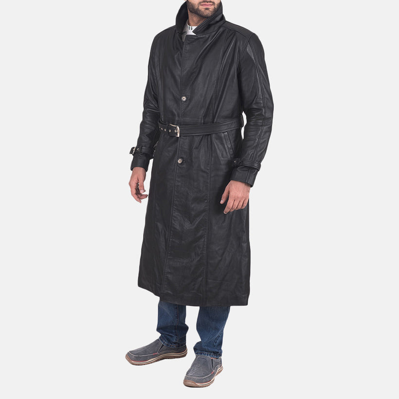 Daniel Negro Gabardina Trench de Cuero para Hombre