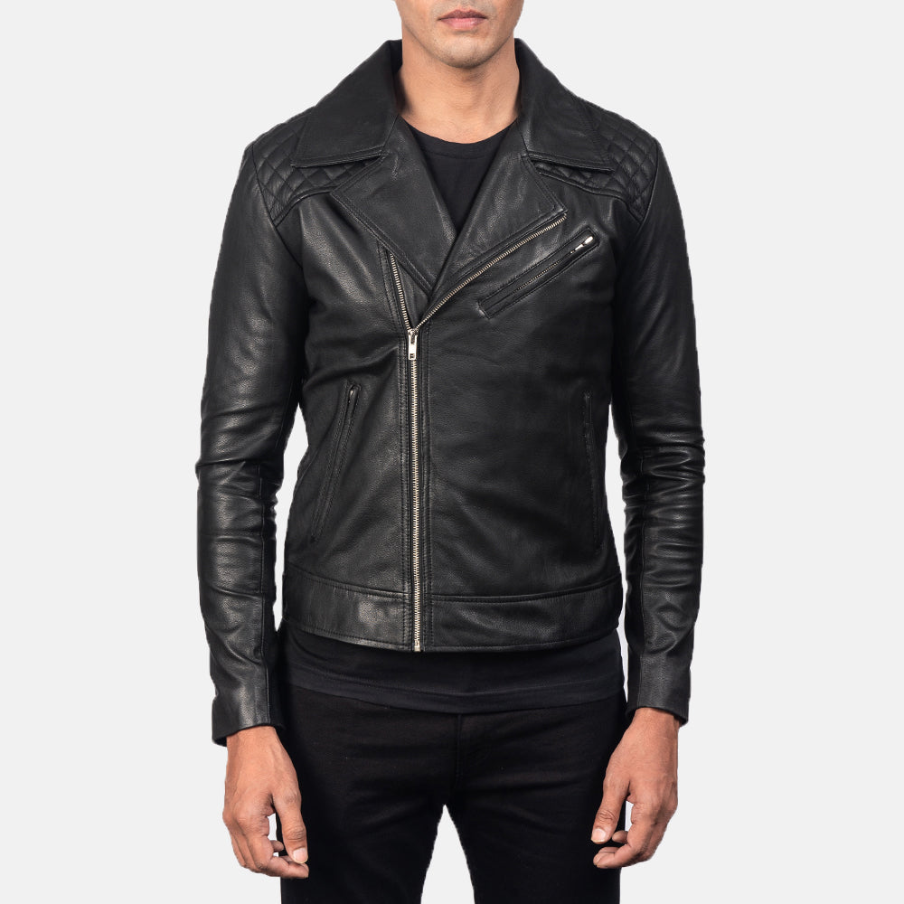 Danny Quilted Brown Leather Biker Jacket - Vista lateral mostrando el corte ergonómico de mangas
