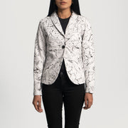 
Donna Blake Blanco Blazer de Cuero de Cuero para Mujer - Vista frontal y silueta entallada | Comprar online
