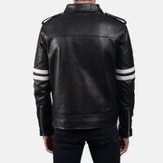 Detalle de cerca of Shirt &amp; Zipper Hardware on Dragonhide Negro Chaqueta de Cuero para Hombre