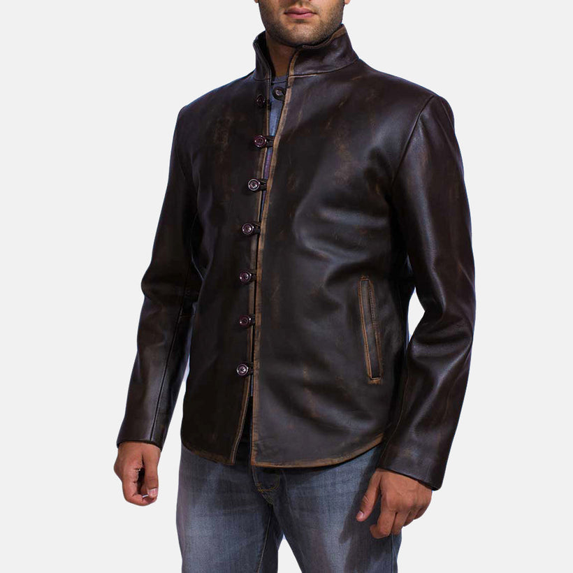 Drakeshire Marrón Chaqueta de Cuero para Hombre