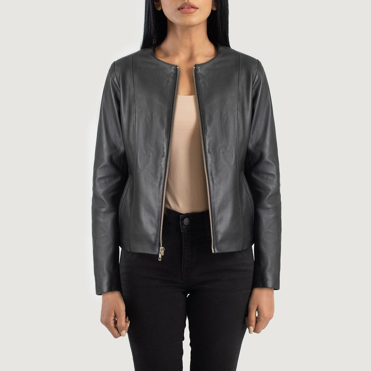 Elixir Collarless Chaqueta de Cuero para Mujer – Vista alternativa del producto 1