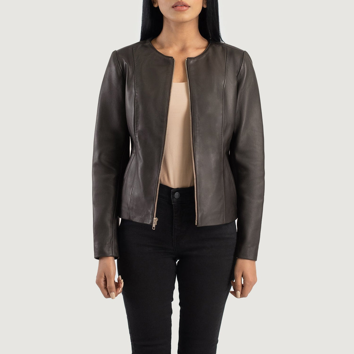 Elixir Collarless Chaqueta de Cuero para Mujer – Vista alternativa del producto 1