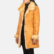 
Erica Shearling Abrigo de Cuero para Mujer - Vista posterior con hombros definidos y bajo impecable