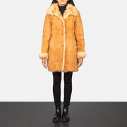 
Erica Shearling Abrigo de Cuero para Mujer - Vista lateral mostrando el corte ergonómico de mangas