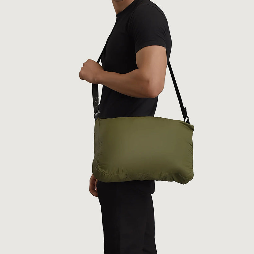 Erico Verde Hooded Puffer Chaqueta de Cuero para Hombre