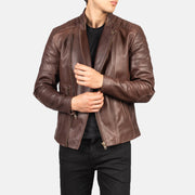 Faisor Mocha Chaqueta Biker de Cuero para Hombre – Vista alternativa del producto 6