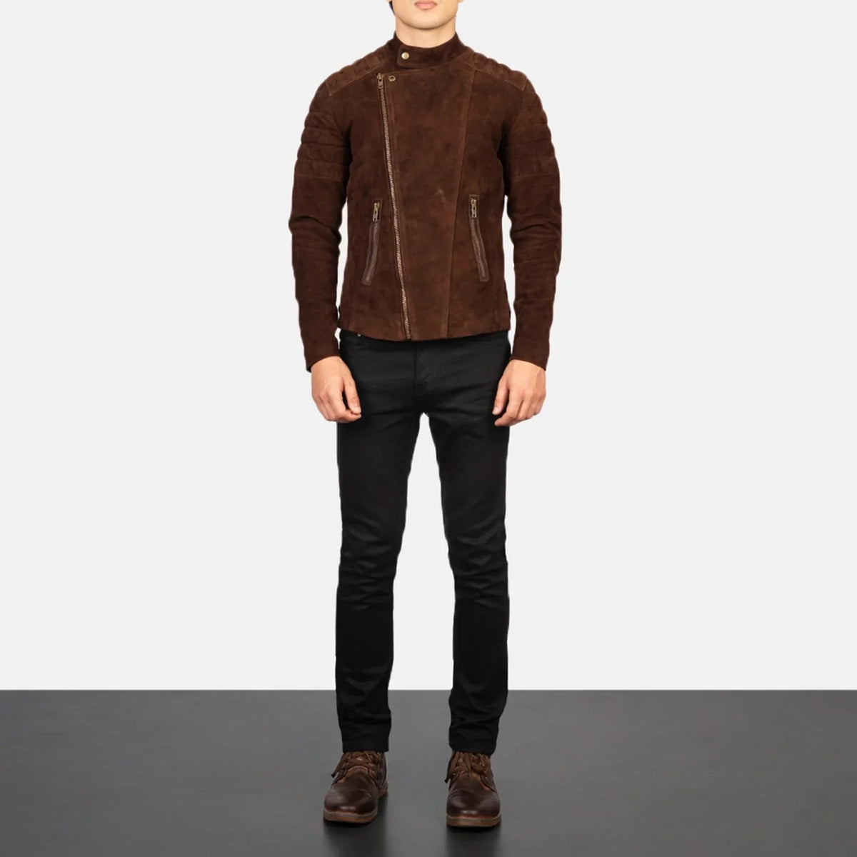 Faisor Mocha Chaqueta Biker de Cuero para Hombre – Vista alternativa del producto 3