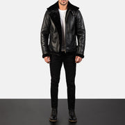 Francis B-3 Negro Cazadora Bomber de Cuero para Hombre – Vista alternativa del producto 3