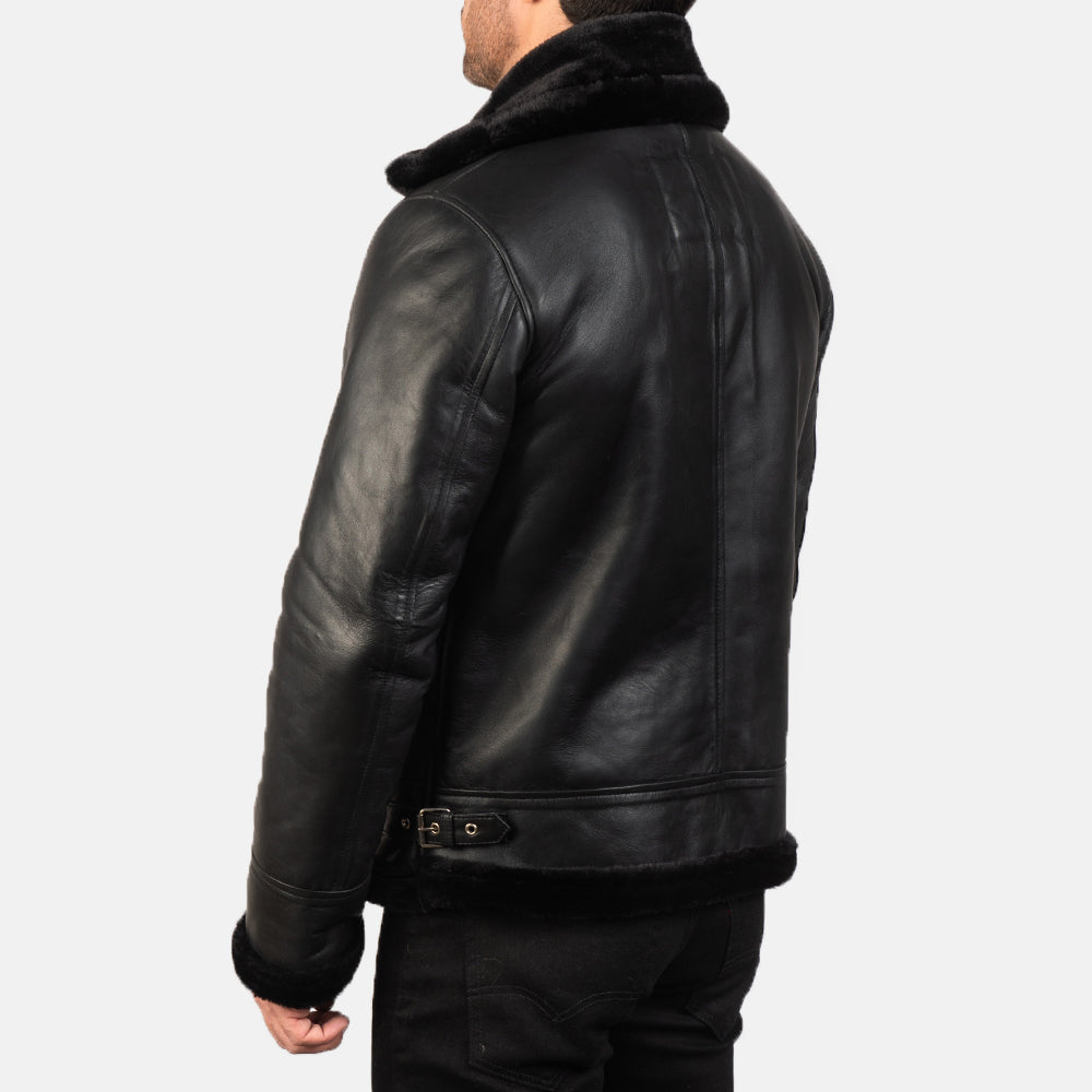 Francis B-3 Negro Cazadora Bomber de Cuero para Hombre – Vista alternativa del producto 5