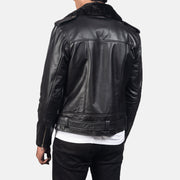 
Vista de detalle of Notch with Removable Fur & Zipper with Waist belt Hardware on Furton Black Leather Biker Jacket