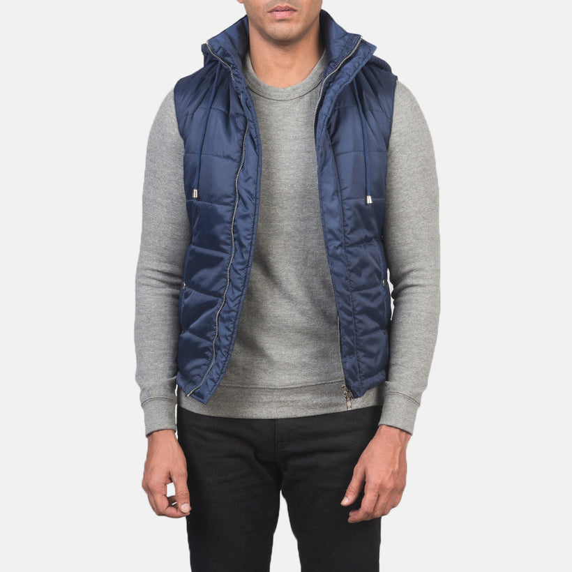 Fuston Azul Chaleco acolchado con capucha para Hombre
