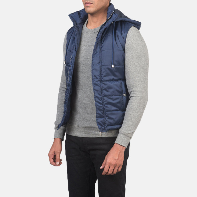 Fuston Azul Chaleco acolchado con capucha para Hombre