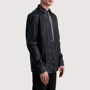Black Sheepskin leather Jacket - Vista trasera con ajuste entallado en hombros y bajo impecable