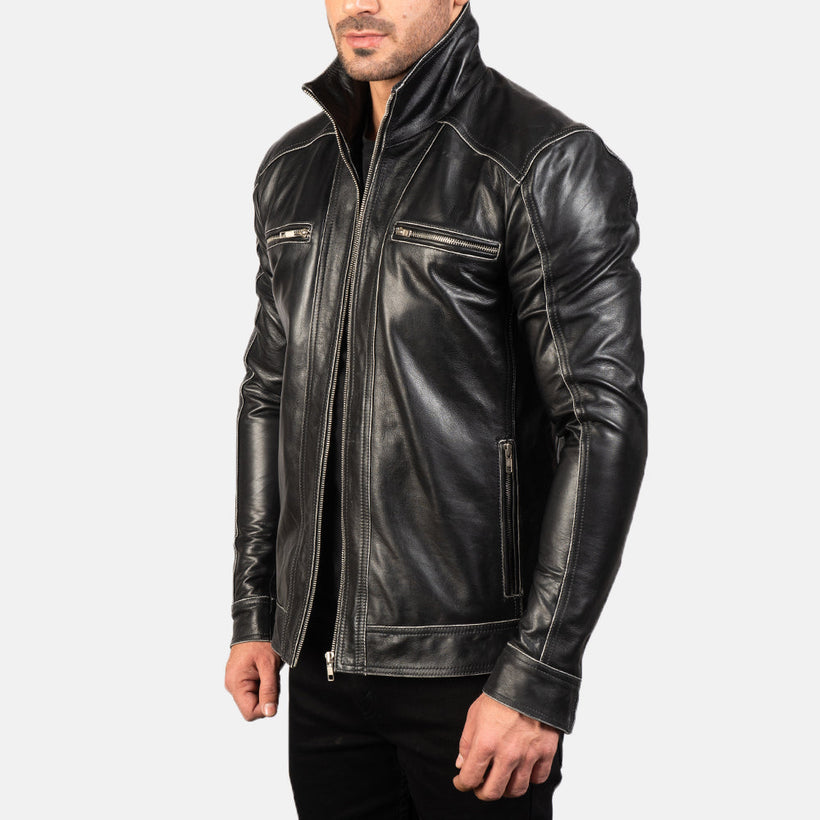Hudson Chaqueta Biker de Cuero para Hombre