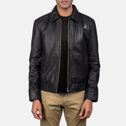 Men's Inferno Marrón Chaqueta de Cuero para Hombre in Distressed Brown Sheep Skin Burnishing - Vista frontal y silueta a medida | Comprar online