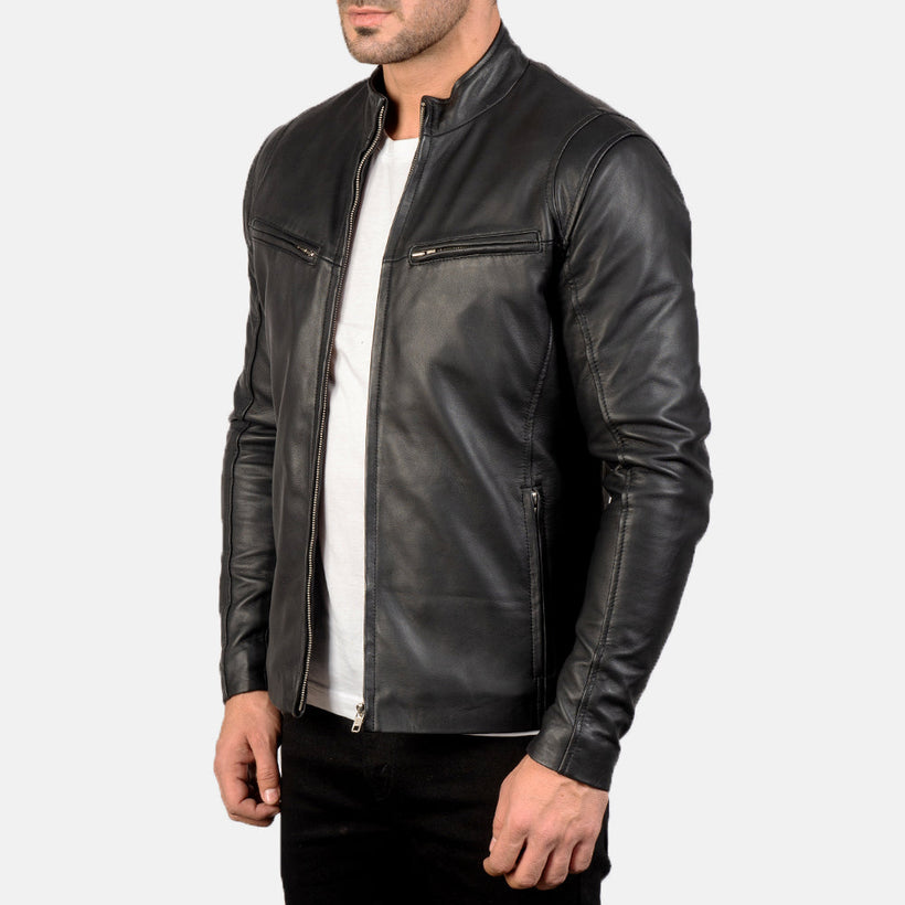 Ionic Chaqueta Biker de Cuero para Hombre