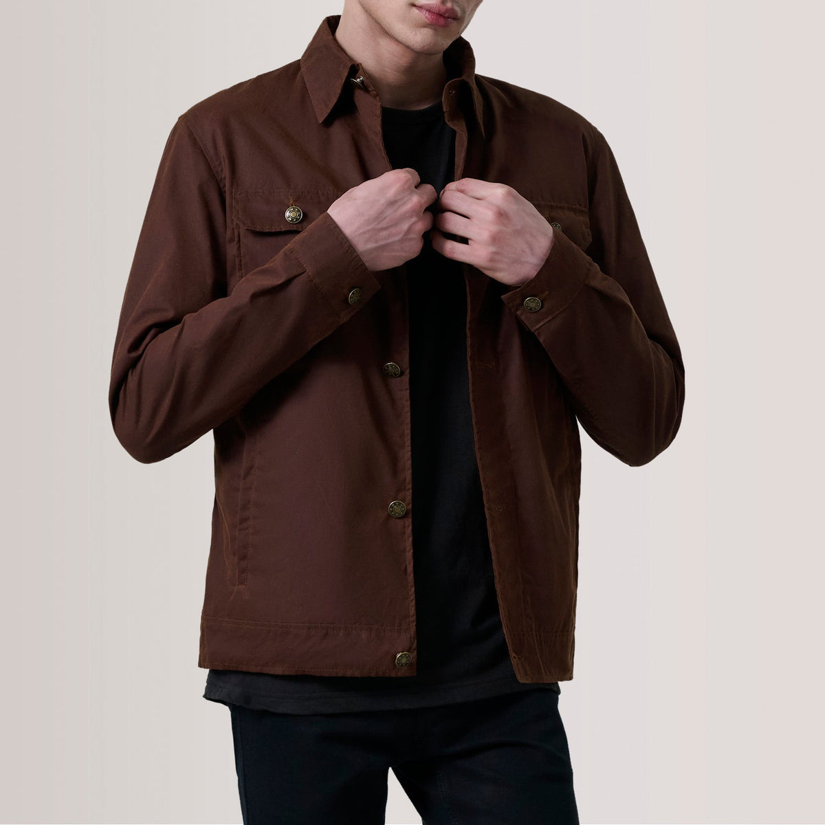 Authentic Waxed Cotton Canvas Grain Texture &amp; Heavy-Duty Seam Stitching Detail