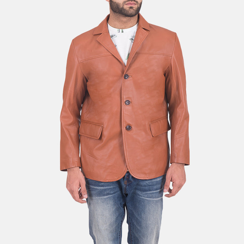 James Tostado Marrón Blazer de Cuero de Cuero para Hombre