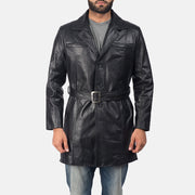 
Jordan Negro Abrigo de Cuero para Hombre in Black Cowhide Leather - Vista frontal y silueta entallada | Comprar online