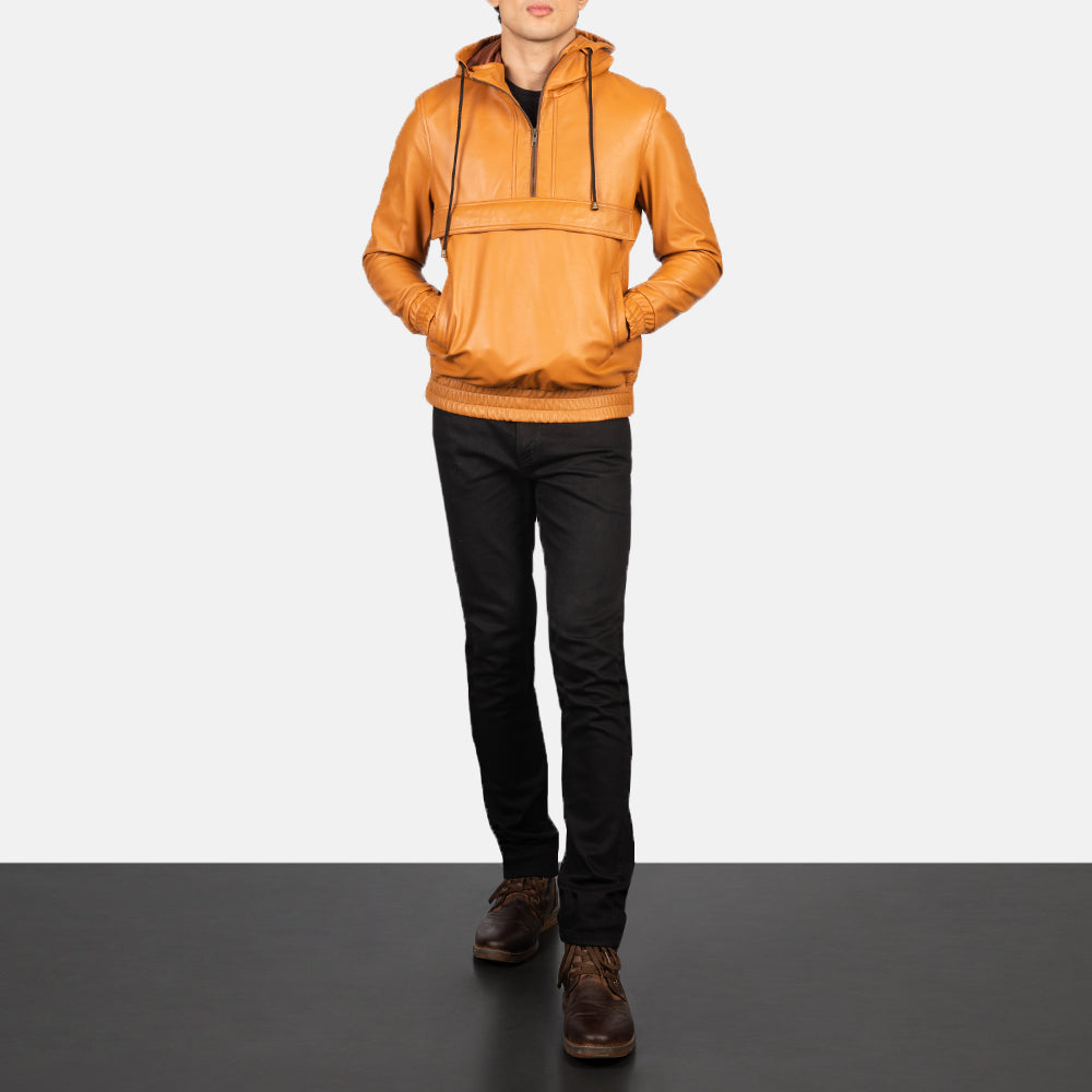 Kenton Hooded Chaqueta de Cuero para Hombre – Vista alternativa del producto 3