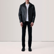 Brown Sheepskin Leather Biker Jacket - Vista trasera con ajuste entallado en hombros y bajo impecable