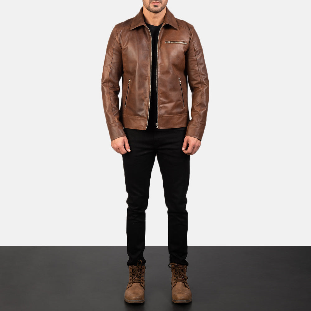 Lavendard Chaqueta Biker de Cuero para Hombre – Vista alternativa del producto 4