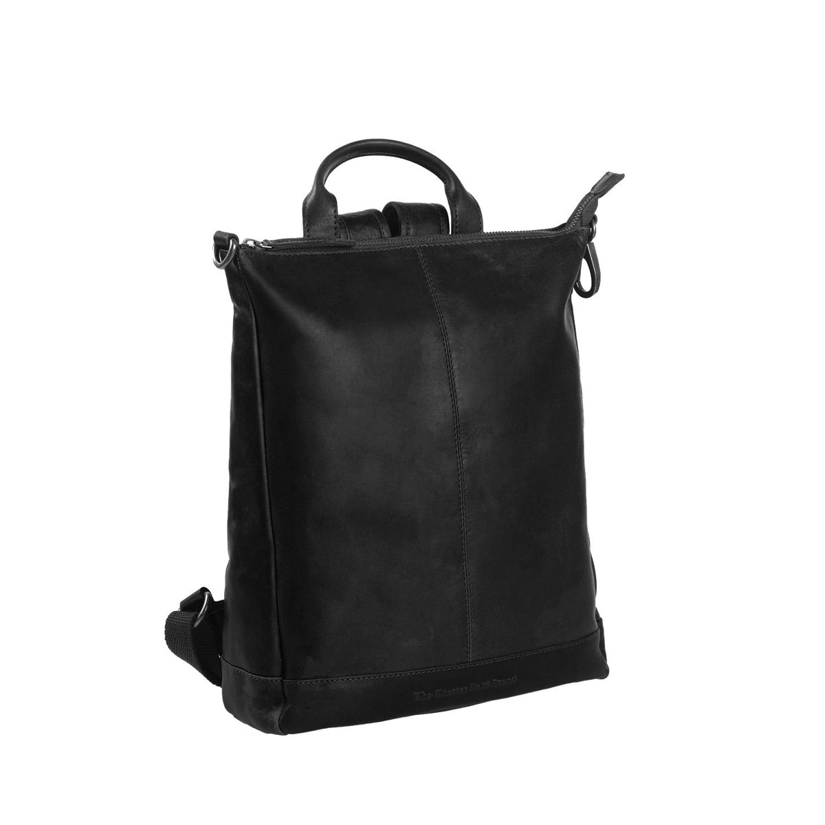 Saar Full-Grain Leather Backpack para Mujer - Structured Side Profile Showing Gusset Depth &amp; Expansion Capacity
