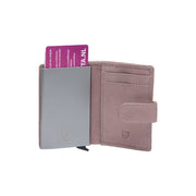 Kaunas Full-Grain Leather Card Holder para Mujer - Structured Side Profile Showing Gusset Depth &amp; Expansion Capacity
