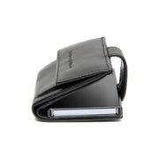 Lesina Full-Grain Leather Card Holder para Mujer - Structured Side Profile Showing Gusset Depth &amp; Expansion Capacity