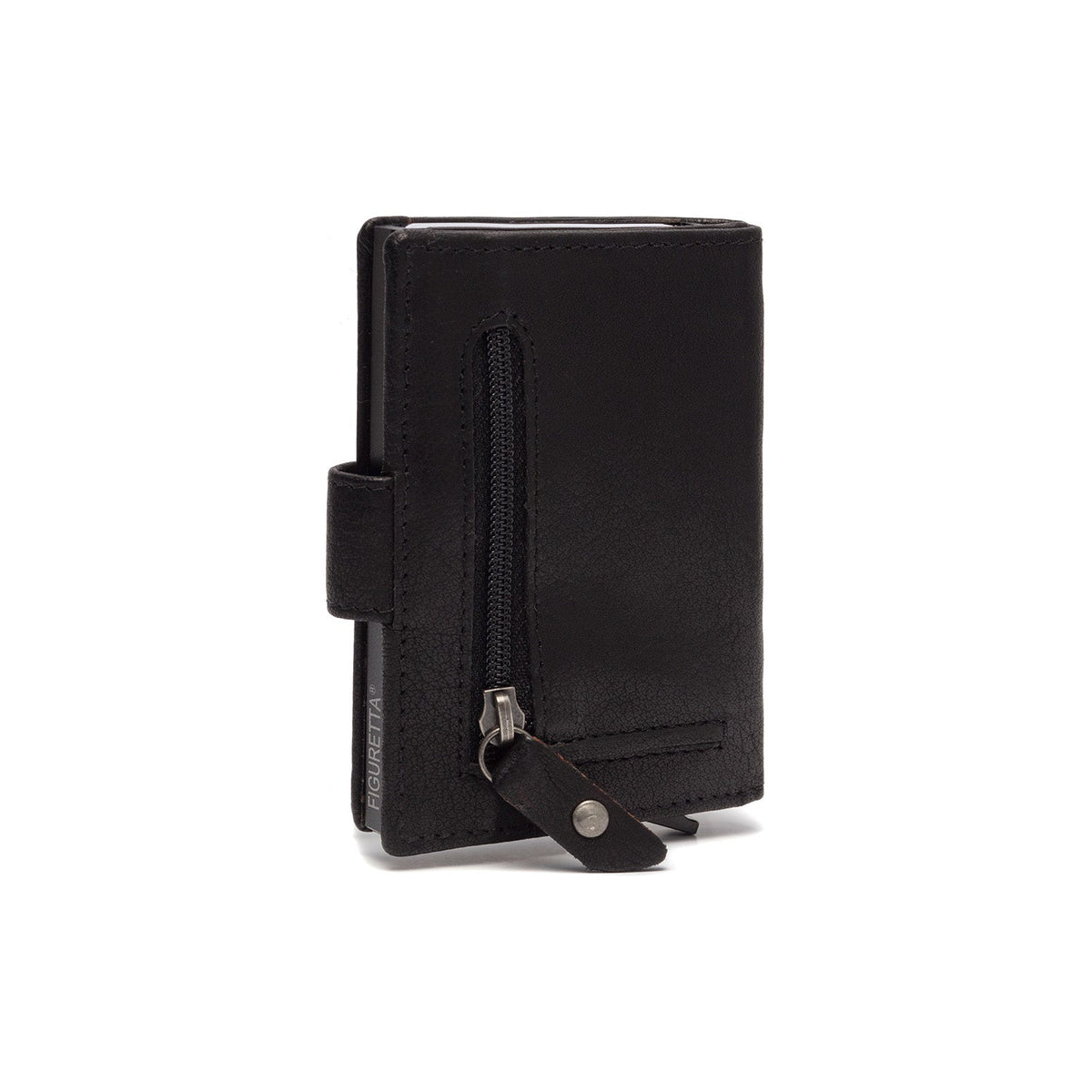 Solid Antique Brass Hardware &amp; Heavy-Duty Dual Zipper Detail on Prague Full-Grain Leather Card Holder para Mujer