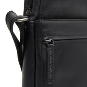 Anzora Full-Grain Leather Crossbody Bag para Hombre - Structured Side Profile Showing Gusset Depth &amp; Expansion Capacity