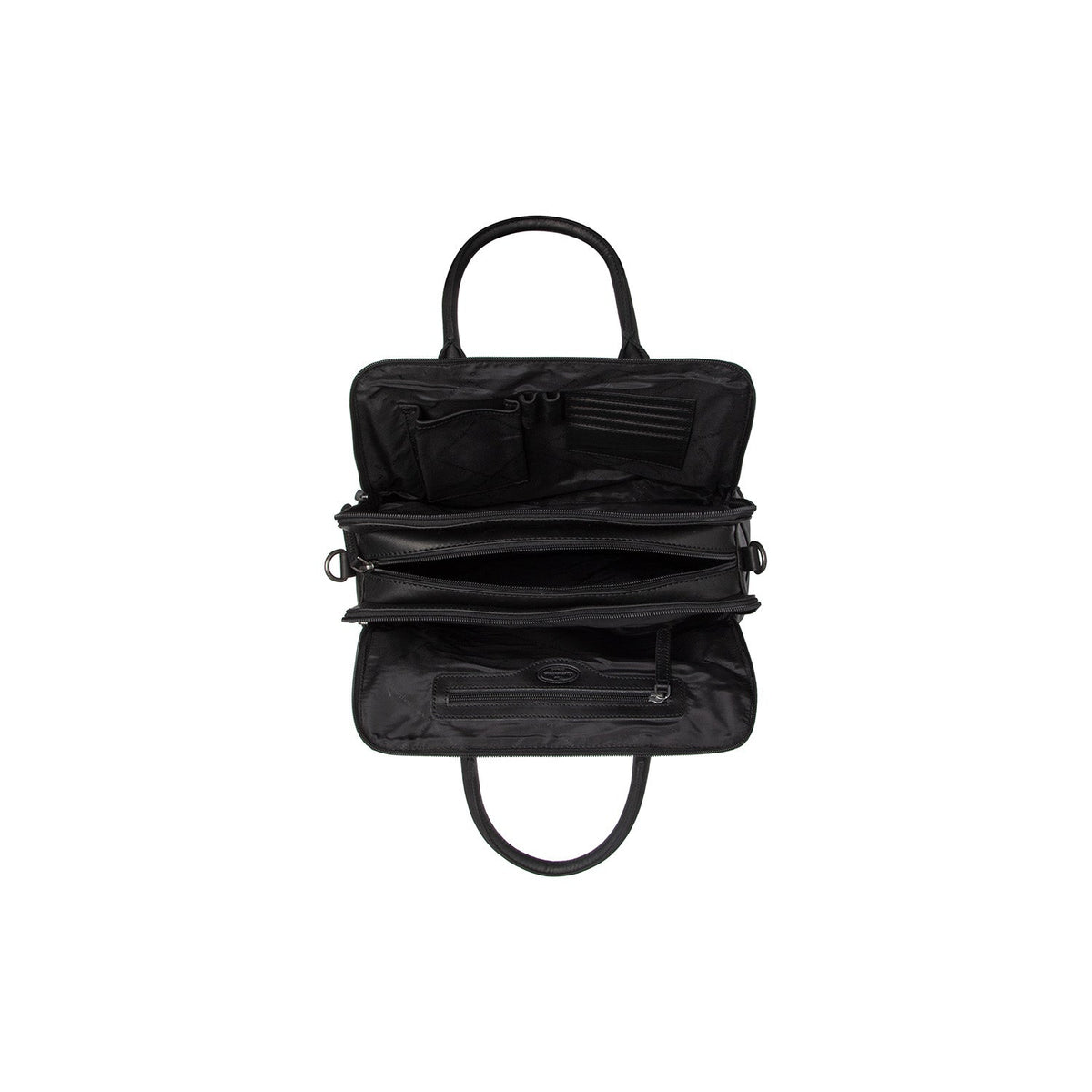 Detalle de cerca of Classic Collar &amp; Heavy-Duty Zipper Hardware on Layton Full-Grain Leather Handbag para Mujer