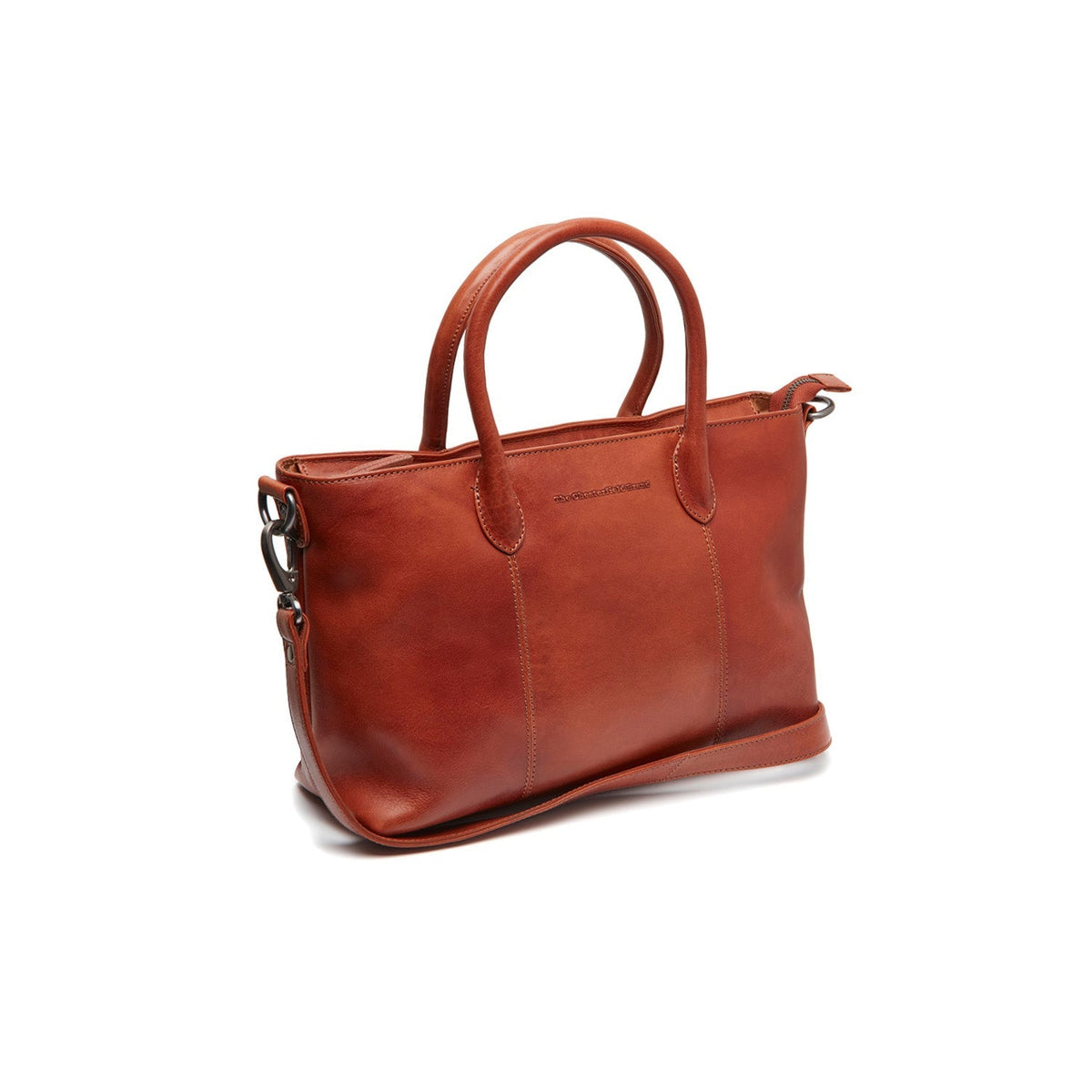 Tailored Rib Cuffs &amp; Hem Craftsmanship Construction Detail on Pergamino Full-Grain Leather Handbag para Mujer