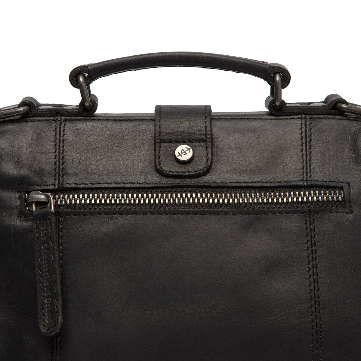 Rachael Full-Grain Leather Handbag para Mujer - Vista de perfil lateral con corte ergonómico de manga