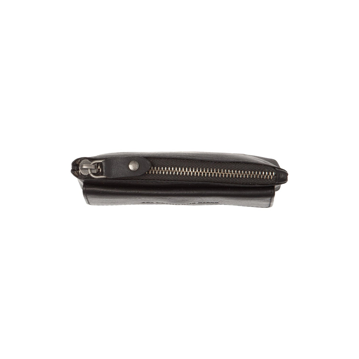 Detalle de cerca of Classic Collar &amp; Heavy-Duty Zipper Hardware on Violette Full-Grain Leather Key Case para Mujer
