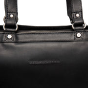 Solid Antique Brass Hardware &amp; Heavy-Duty Dual Zipper Detail on Manly Cuero flor integral Laptop Bag