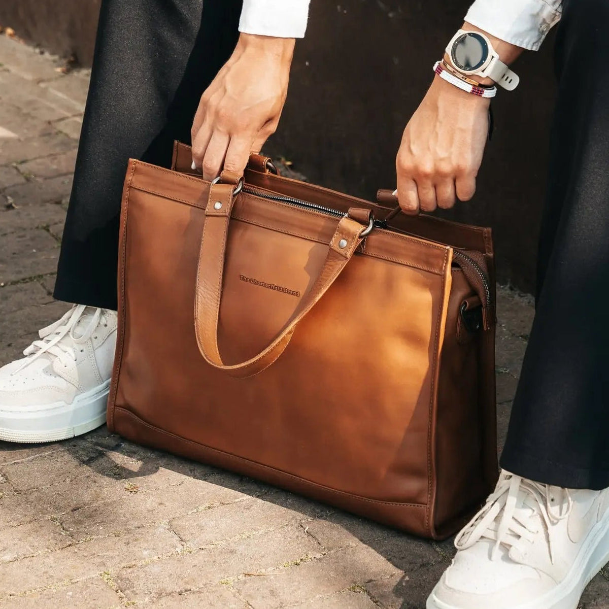 Manly Cuero flor integral Laptop Bag – Vista alternativa del producto 2