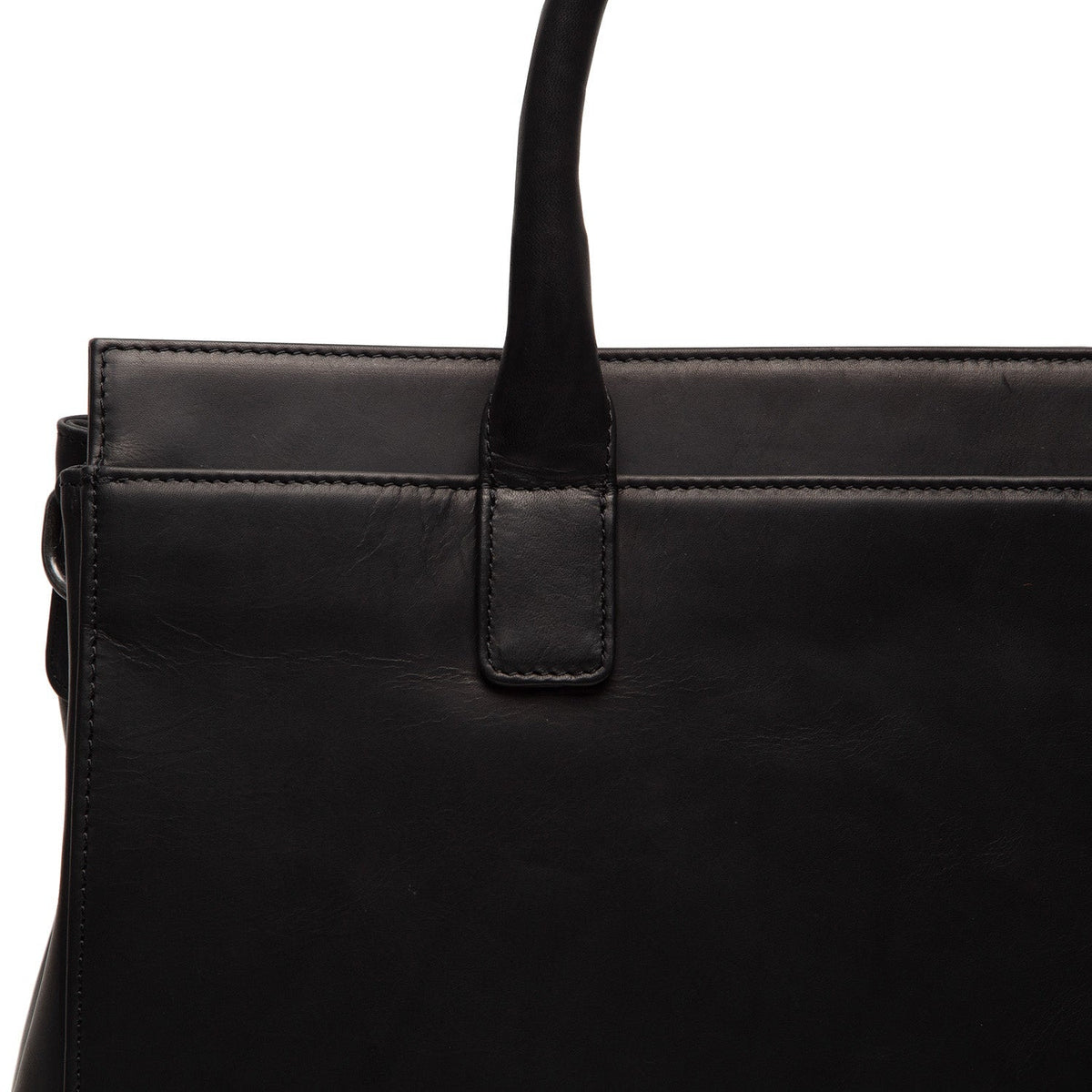 Solid Antique Brass Hardware &amp; Heavy-Duty Dual Zipper Detail on Rivera Full-Grain Leather Laptop Bag para Mujer