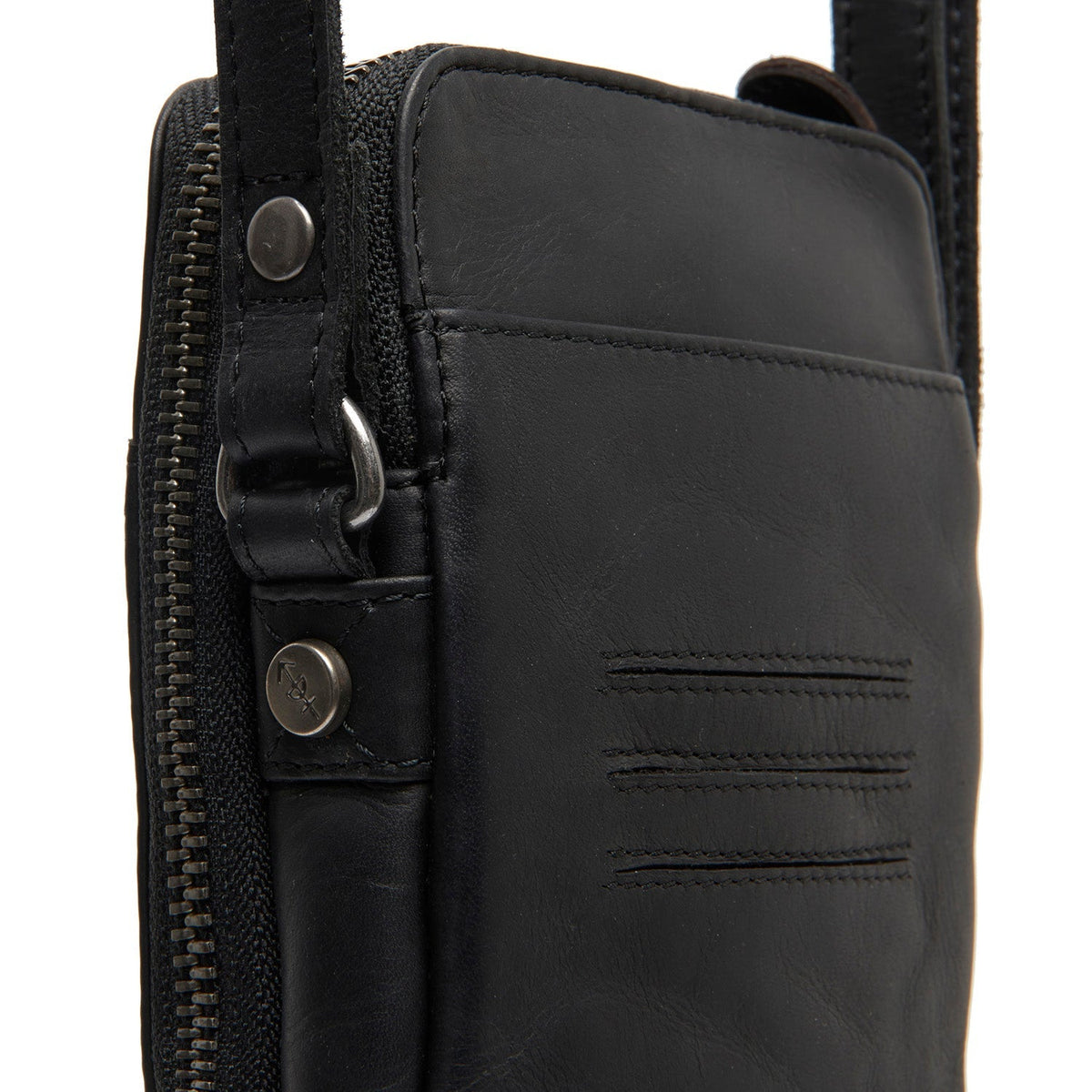 
Alesund Cuero Flor Integral Phone Bag - Vista lateral mostrando el corte ergonómico de mangas
