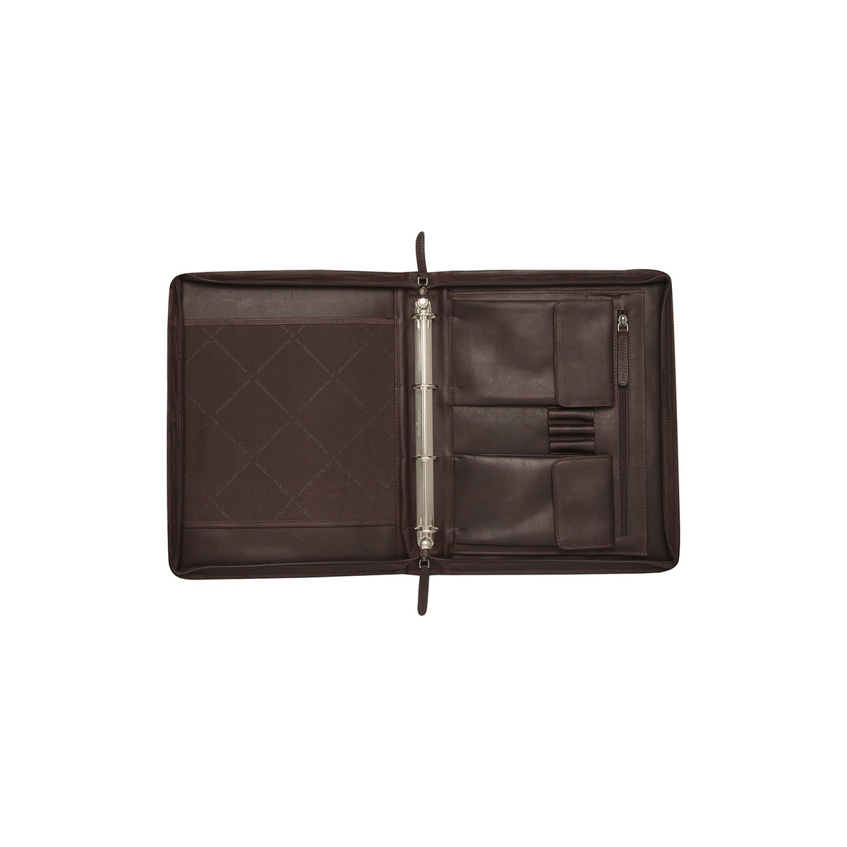 Styled Fit Perspective of Leather Portfolio Moreton para Mujer on Model - Natural Daylight Drape