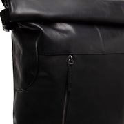 Liverpool Full-Grain Leather Roll-top Backpack para Mujer - Structured Side Profile Showing Gusset Depth &amp; Expansion Capacity