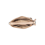 
Solid Antique Brass Hardware & Heavy-Duty Dual Zipper Detail on Irving Bolso de hombro de cuero flor